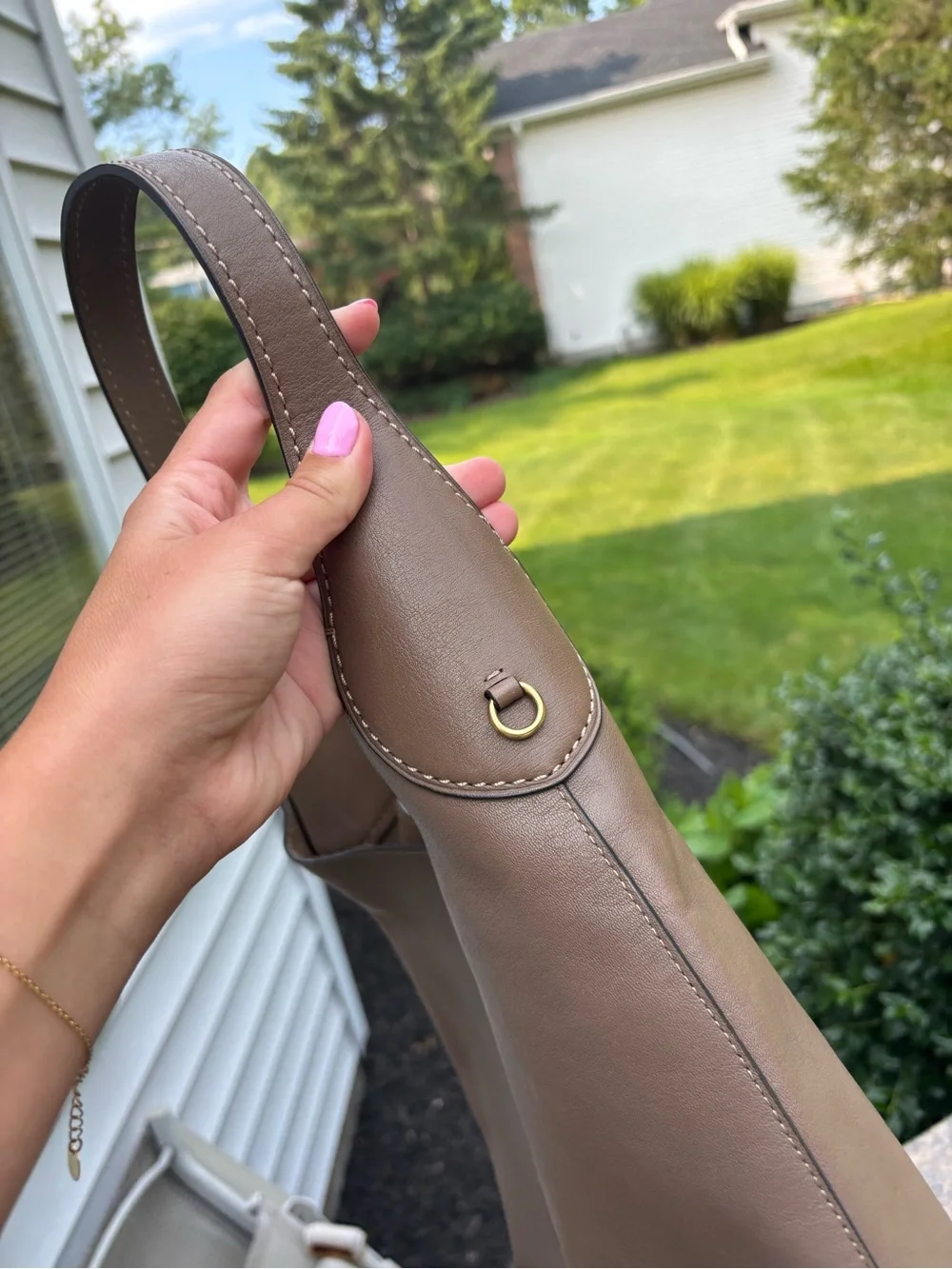 Coach Brooklyn Shoulder Bag 28 Natural Grain Leather Brown Taupe